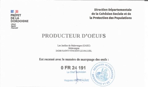 certificat producteur oeufs